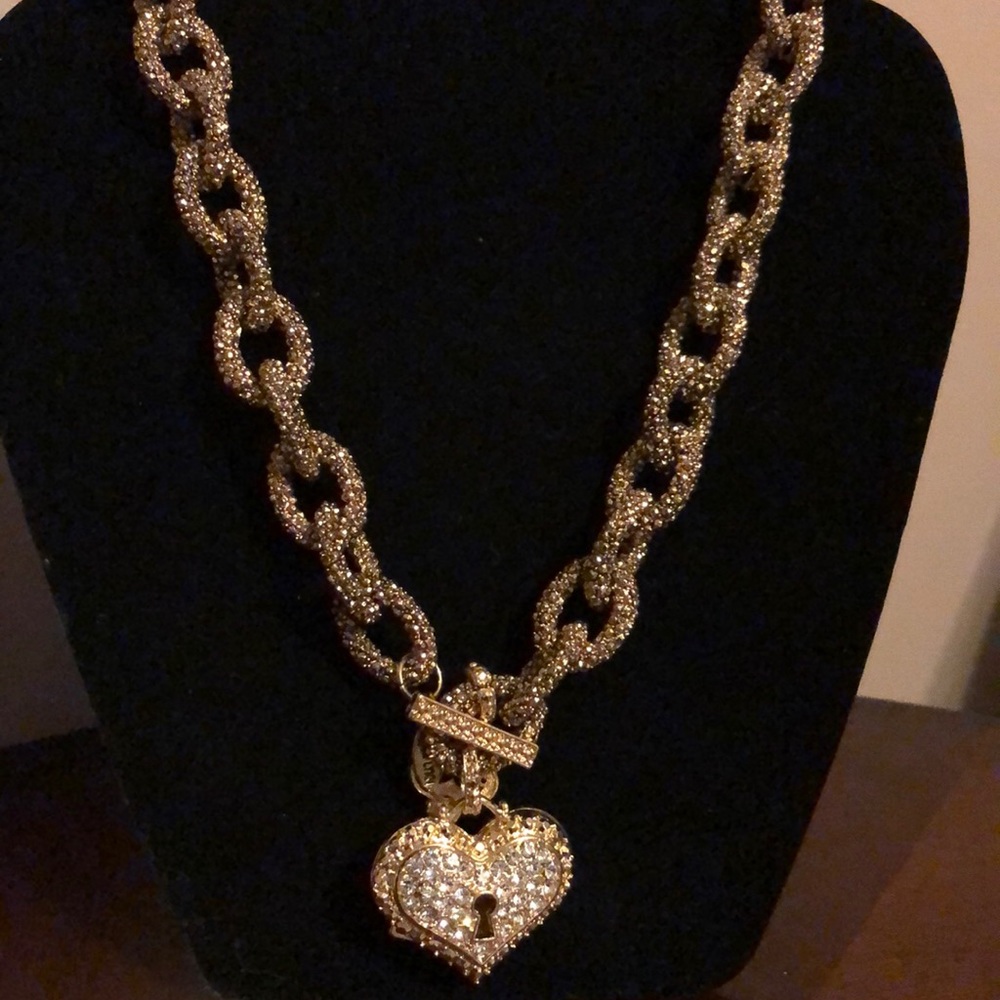 Faux Diamond Locket Necklace